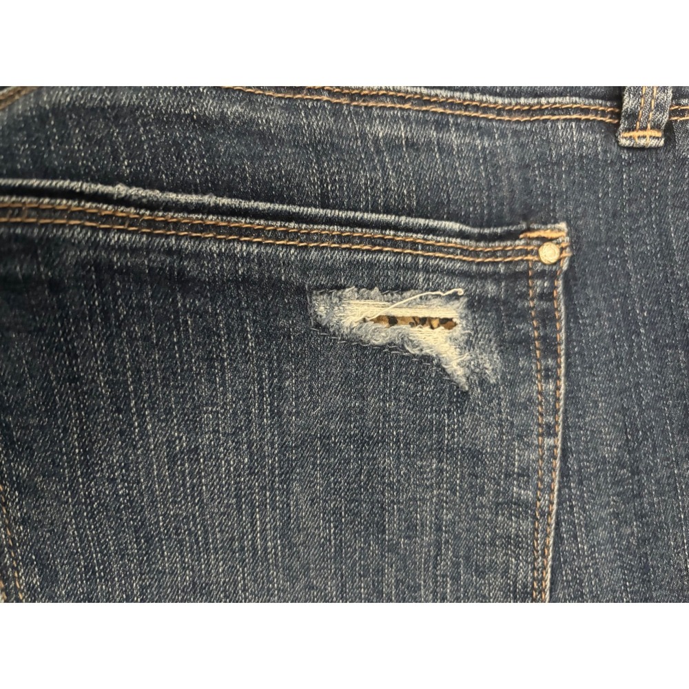 White House Black Market Girlfriend Jeans Distressed Leopard Print Patch Size 14 - Picture 6 of 9